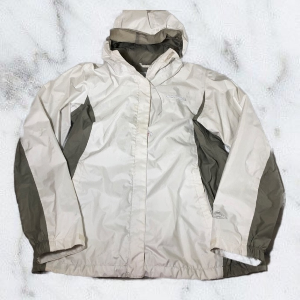 Columbia White and Grey Windbreaker Shell Jacket